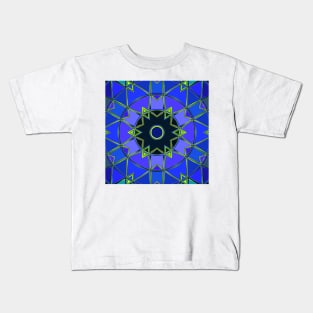 Cartoon Mandala Blue Green and Black Kids T-Shirt